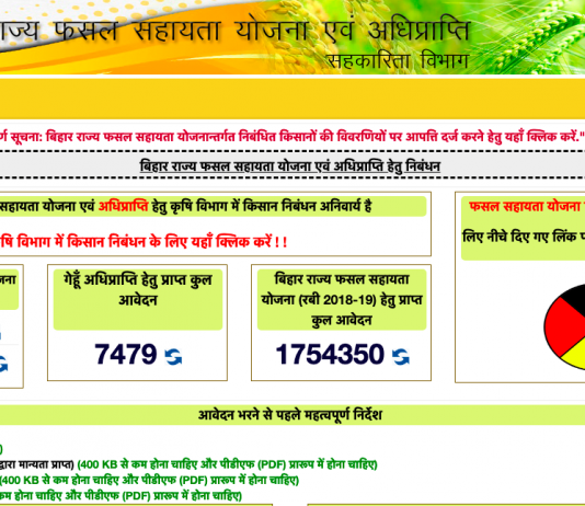 बिहार राज्य फसल सहायता योजना (खरीफ-2021) ऑनलाइन आवेदन | एप्लीकेशन फॉर्म